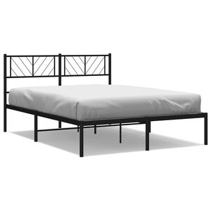 vidaXL Metal Bed Frame Black Powder-coated steel Double Bed Frame
