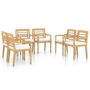 vidaXL Garden Chair Set of 6 Teak Solid Teak Wood Standard Durable