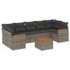 vidaXL Garden Sofa Set Grey PE Rattan, Powder-Coated Steel, Acacia Wood
