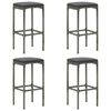 vidaXL Garden Bar Set Grey PE Rattan, Steel, Tempered Glass Large