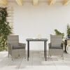 vidaXL Patio Chairs with Cushions 2 pcs Grey Poly Rattan