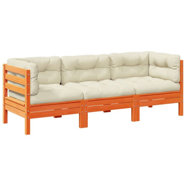 vidaXL Garden Sofa Set Wax brown, Cream