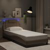 vidaXL Bed Frame "Viana" with LED without Mattress Cappuccino 35.4"x74.8"