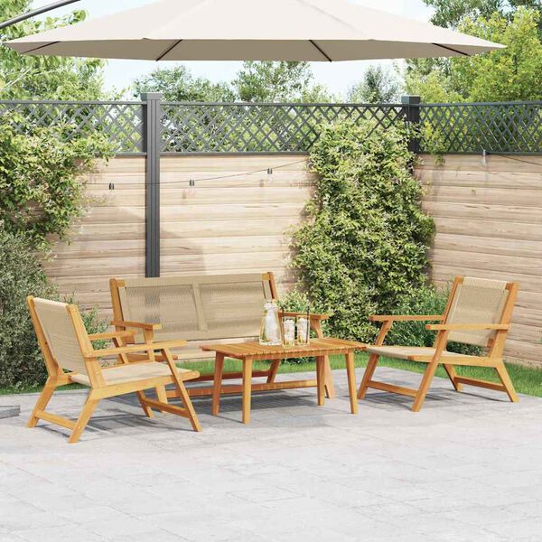 vidaXL Garden Chairs with Table 4 pcs Beige Solid Acacia wood