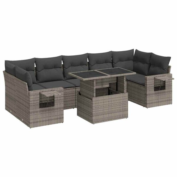 vidaXL Garden Sofa Set Grey, Dark Grey