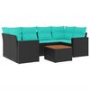 vidaXL 7 Piece Patio Sofa Set with Cushions Black Poly Rattan