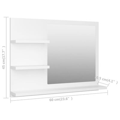 vidaXL Bathroom Mirror White 23.6"x4.1"x17.7" Engineered Wood
