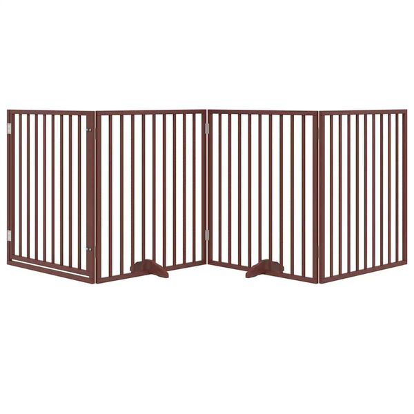 vidaXL Dog Gate Set of 4 Brown Poplar Wood 126 in total length