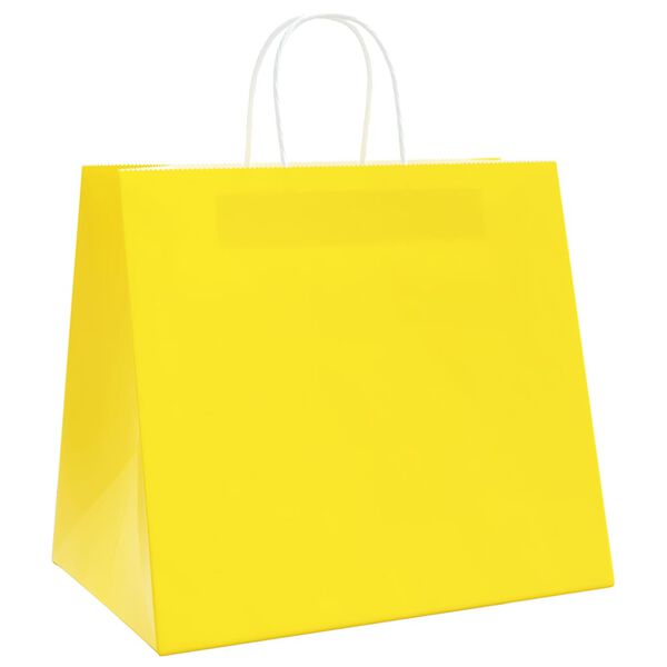 vidaXL Paper Bags 50 pcs with Handles Yellow 32x22x28 cm