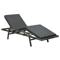 vidaXL Sun Lounger with Cushion Poly Rattan Gray