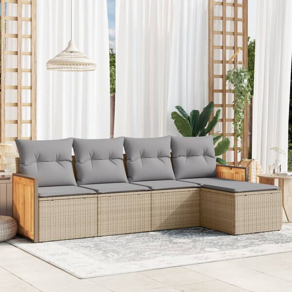 vidaXL Garden Sofa Set Beige, Light Grey
