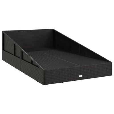 Wide view of rectangular dark brown wicker daybed frame