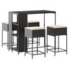 vidaXL Garden Bar Set Black PE Rattan 5-Piece Set UV-resistant materials