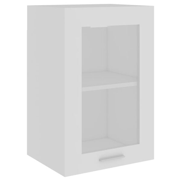 vidaXL Hanging Glass Cabinet White Engineered wood, Glass 23.6 in