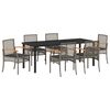 vidaXL Garden Dining Set 7 pcs Gray poly rattan
