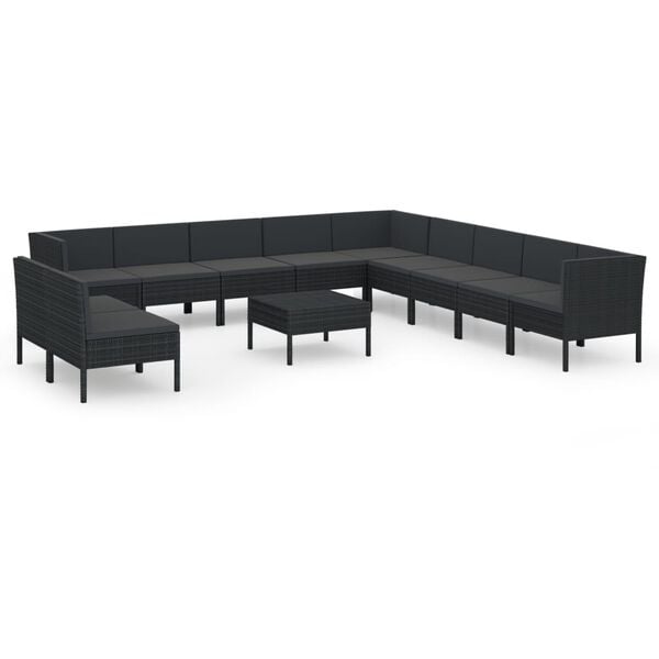 vidaXL Garden Lounge Set Black