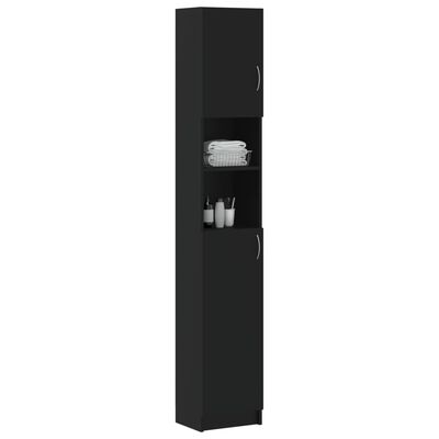 vidaXL Bathroom Cabinet Black 12.6"x10"x74.8" Engineered Wood