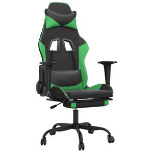 vidaXL Gaming Chair Black and Green Faux leather, metal, plywood, plastic