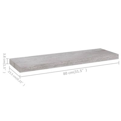 vidaXL Floating Wall Shelves 4 pcs Concrete Gray 31.5"x9.3"x1.5" MDF