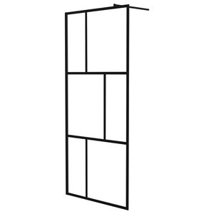 vidaXL Walk-in Shower Wall with Tempered Glass Black 35.4"x76.8"