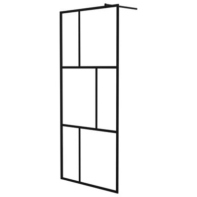 vidaXL Walk-in Shower Wall with Tempered Glass Black 35.4"x76.8"