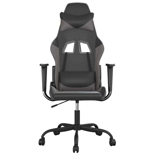 vidaXL Gaming Chair Black and Gray Faux Leather, Foam, Metal, Plywood