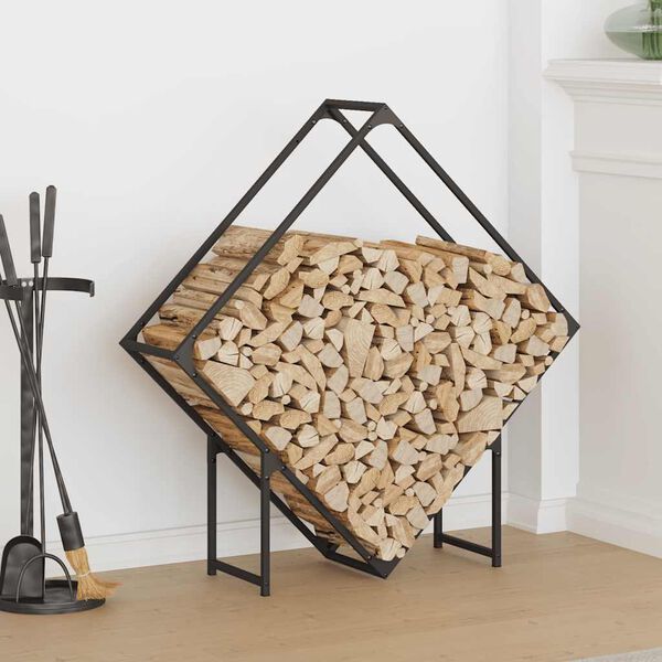 vidaXL Firewood Rack Black 39.4x9.8x39.4" Cold-rolled steel