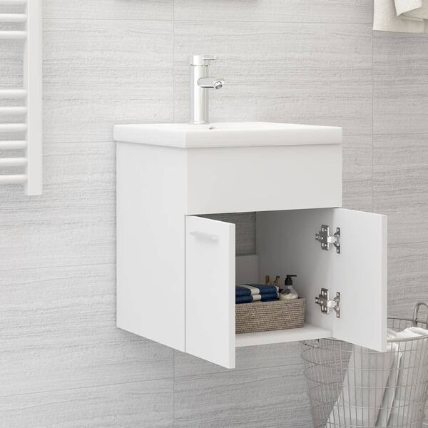 vidaXL Sink Cabinet With Basin White Engineered Wood Sink Cabinet