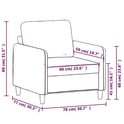 vidaXL Sofa Chair Dark Gray 23.6" Velvet