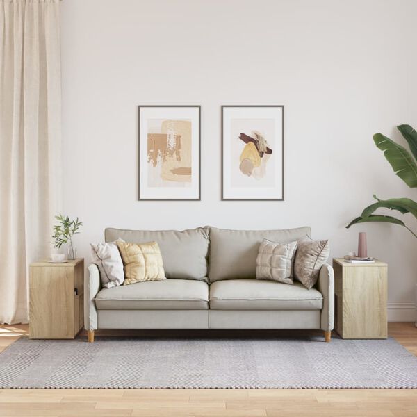 vidaXL Side Table Set of 2 Sonoma Oak Engineered Wood Small Side Table