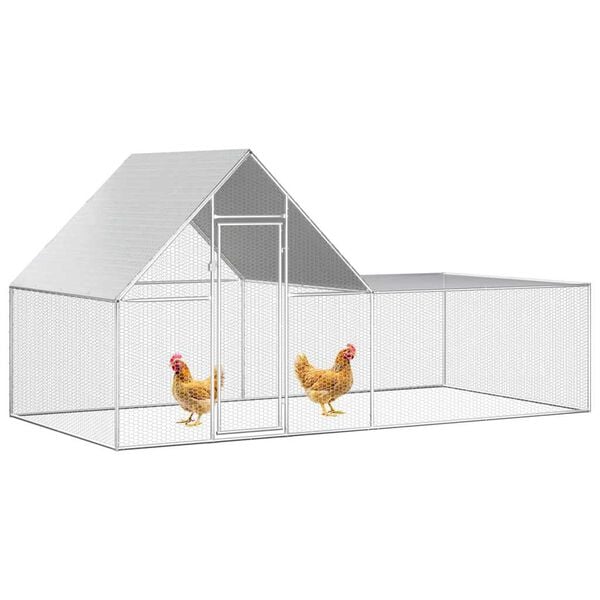 vidaXL Chicken Coop Silver Galvanized Steel Large Chicken Coop