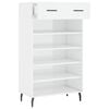 vidaXL Shoe Cabinet High gloss white Engineered wood, iron, aluminum