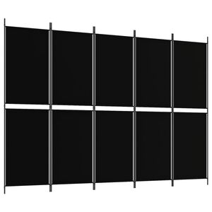 vidaXL 5-Panel Room Divider Black 98.4"x70.9" Fabric