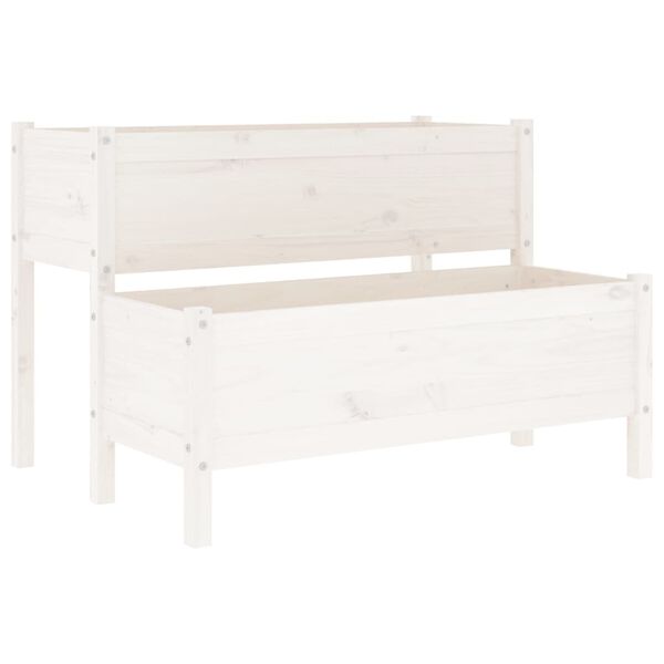 vidaXL Planter White Solid pine wood 43.3 x 33.1 x 29.5 in