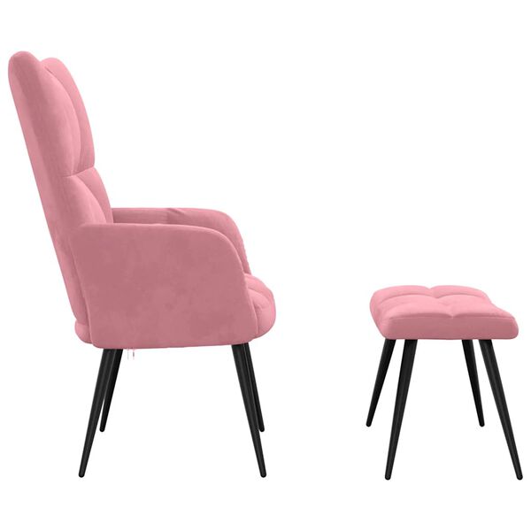 vidaXL Relaxing Chair With Stool Pink Velvet Medium Stylish Design