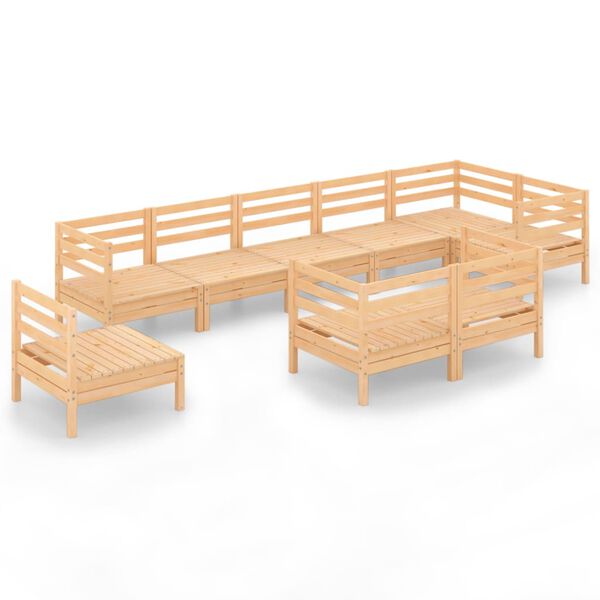 vidaXL 9 Piece Patio Lounge Set Solid Pinewood