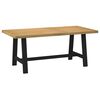vidaXL Dining Table Natural Top, Black Legs Solid Pine Wood Large