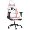 vidaXL Gaming Chair White and Pink Faux Leather Adjustable Gaming Chair