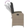 vidaXL Reclining Patio Bench with Cushions Light Gray Poly Rattan