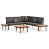 vidaXL Sofa Set Dark Grey Solid Acacia Wood Large Removable Covers