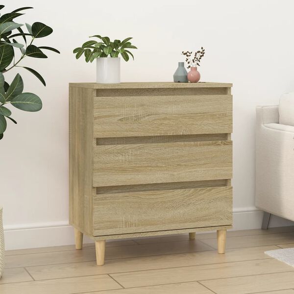 vidaXL Sideboard Sonoma Oak Engineered wood, solid eucalyptus wood
