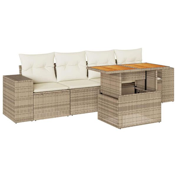 vidaXL Garden Sofa Set Beige, Cream White