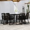 vidaXL Dining Set Black Powder-coated steel, glass, PVC rattan 7 Piece