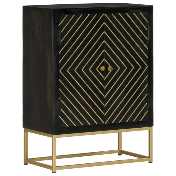 vidaXL Sideboard Black and Gold Solid mango wood Medium Sideboard