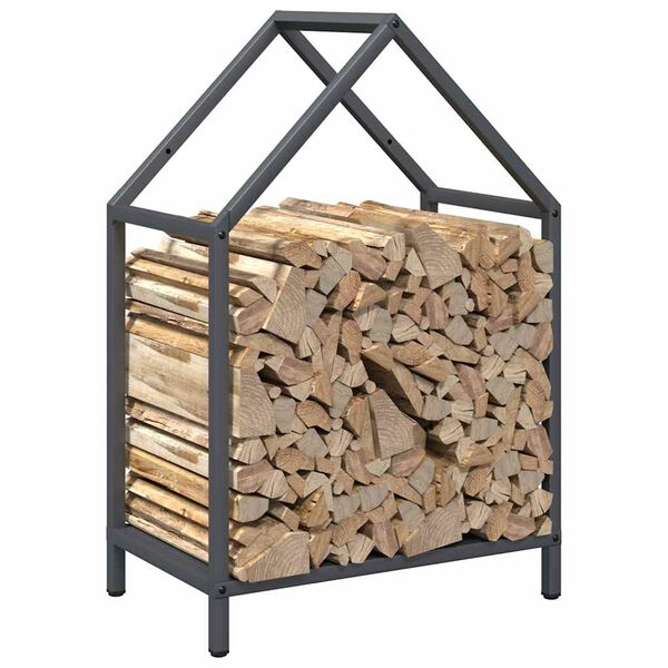 vidaXL Firewood Rack Anthracite 15.7x9.8x23.6" Cold-rolled steel