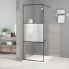 vidaXL Walk-in Shower Wall Black 31.5x76.8" Half Frosted ESG Glass