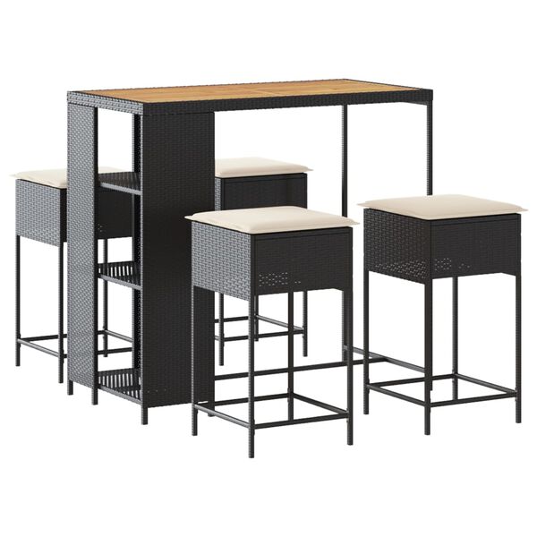 vidaXL Garden Bar Set Black, Cream White