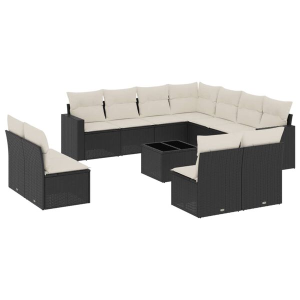 vidaXL Garden Sofa Set Black, Cream White