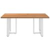 vidaXL Dining Table Light brown, White Solid oak wood Large