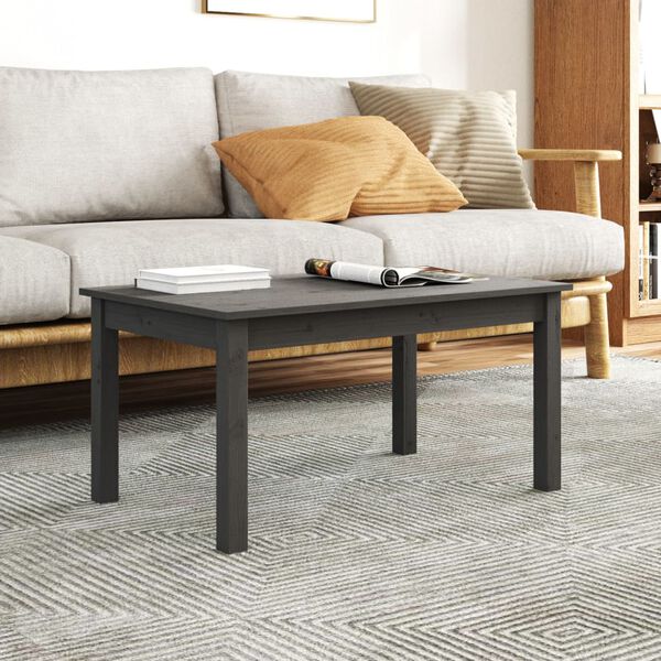vidaXL Coffee Table Grey Solid pine wood Medium Durable Coffee Table